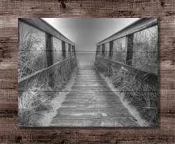 Cape Cod (black and White). wood plaque by Kelly Wade