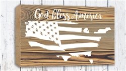 "God Bless America" Wood Plank Size: 5 1/2" t x 10" w x 3/4" d